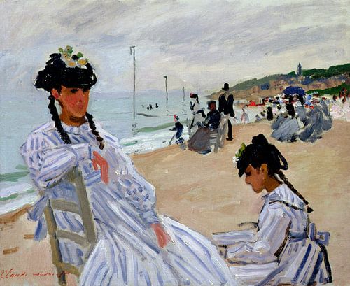 Op het strand in Trouville, Claude Monet