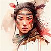 Aquarell Asiatische Kriegerin #2 von Chromatic Fusion Studio