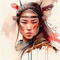 Watercolor Asian Warrior Woman #2