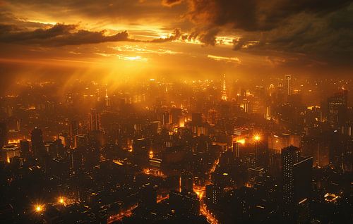 city lights, Tokyo, dystopia