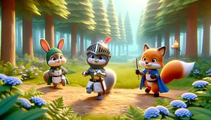 Les aventures en forêt des courageux chevaliers-animaux