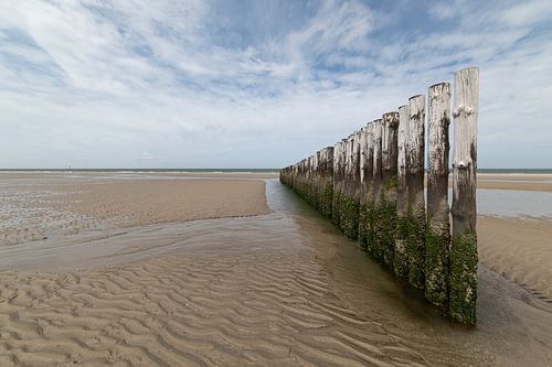 Golfbrekers op het strand in Zeeland