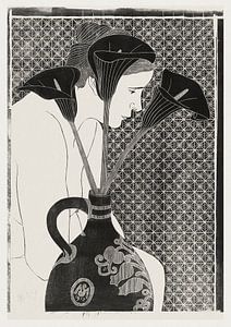 Nu féminin derrière un vase avec des fleurs d'arum, Samuel Jessurun de Mesquita (1912) sur Atelier Liesjes