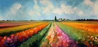 Colourful Tulip Fields - Impressionist landscape painting by Artsy thumbnail