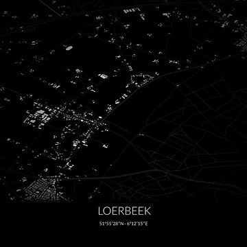 Zwart-witte landkaart van Loerbeek, Gelderland. van Rezona