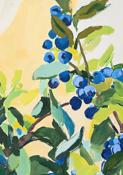 Blueberries Fauvism Fruit by Niklas Maximilian
