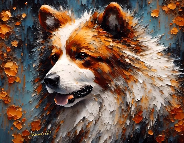 Karelian Bear Dog Art - Origineel kunstwerk door Johanna's Art van Johannas Art Creations