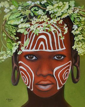 Afrikaanse schoonheid met hoofdtooi