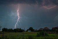 Lightning over the countryside in Eastern Europe