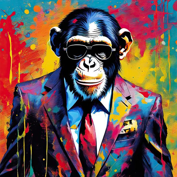 Pop Art Chimp 06.54 van Blikvanger Schilderijen