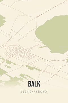 Vintage landkaart van Balk (Fryslan) van MijnStadsPoster