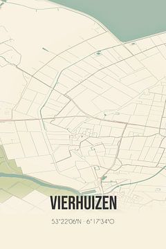 Vintage landkaart van Vierhuizen (Groningen) van Rezona