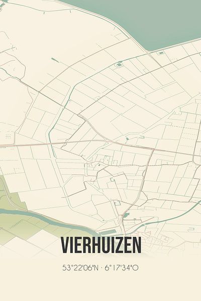 Vintage map of Vierhuizen (Groningen) by Prints of Place