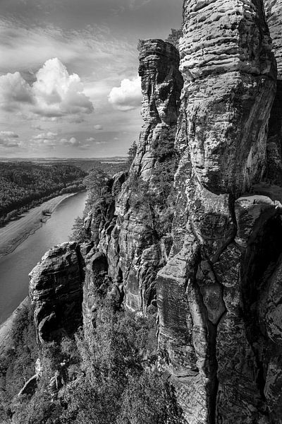 Elbe Sandstone Mountains with a view of the Elbe / Elbe Valley by Flatfield