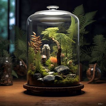 nature captured in a glass jar/sphere by Gelissen Artworks