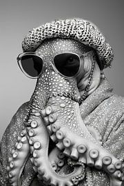 Black and white portrait of an octopus man with sunglasses by Poster Art Shop