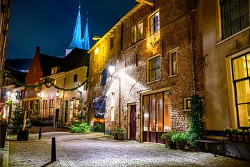 Deventer winteravond straatbeeld in het bergkwartier