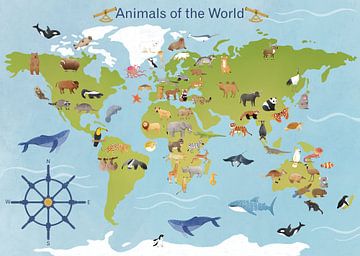 World map of animals by Judith Loske