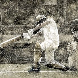 Cricket Sport Art Batter HCC Den Haag by Frank van der Leer