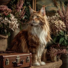 Maine Coon cat vintage 2 by Creations_by_brigitte