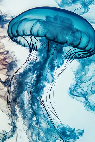 Kwallen onder water in blauw