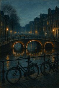Canal d'Amsterdam au crépuscule