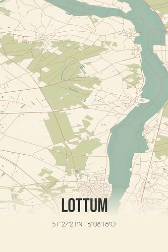 Vintage landkaart van Lottum (Limburg)