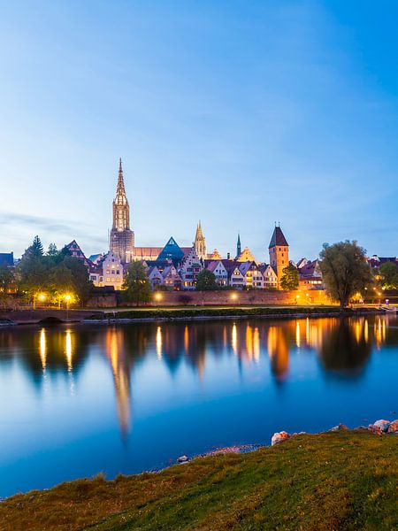 Ulm at the Danube by night by Werner Dieterich