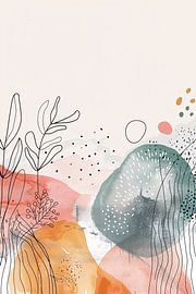 Art abstrait moderne avec aquarelle et dessins au trait sur Art & Soul Creations