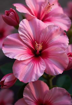 Rosa Hibiskusblüten und -knospen von Markus Gann