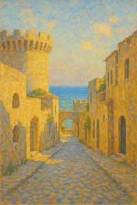 Rhodos Altstadt Mittelalterliche Straße – Historisches Griechenland Impressionistische Kunst