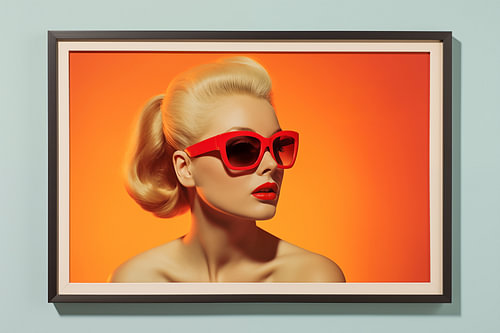 1950s: Blonde woman wearing sunglasses – vintage film poster
