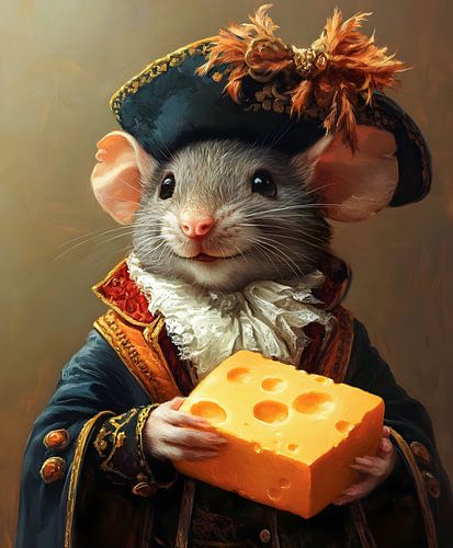 Portrait de souris avec fromage
