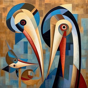 Schilderij Abstracte Vogels | Gedachtenvlucht in kleur van ARTEO Schilderijen