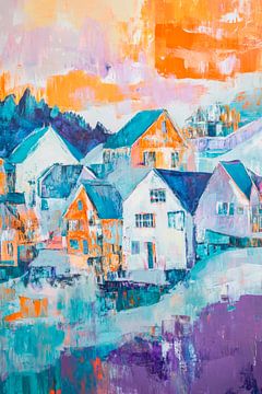 Colourful landscape of houses in a play of colours by Poster Art Shop