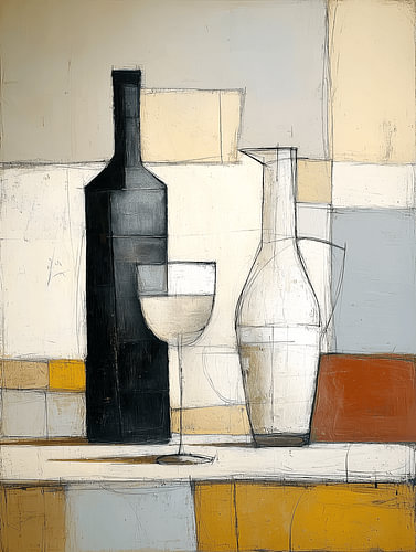 Abstract wine still life with a carafe