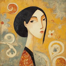 Femme avec une fleur sur Caprices d'Art