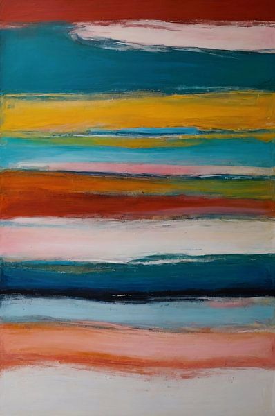 Abstract horizon in red, yellow and blue by Art & Soul Creations