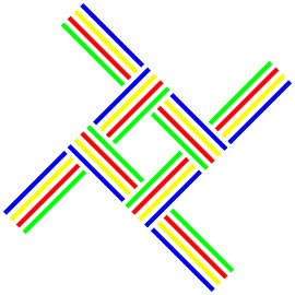 No Crossing | 4T | Broken Line | S=2 | Color=4 | RGBY | Center=Green von Gerhard Haberern