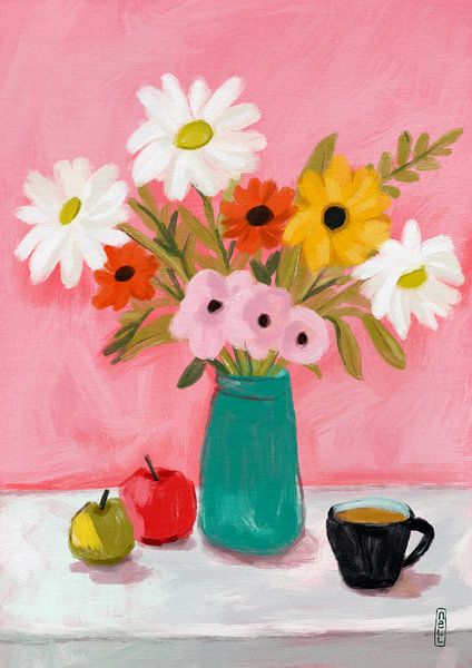 Sunday Morning Coffee and Flowers by Dirkie Nell