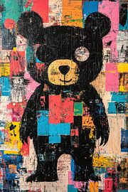 Bear Art | Colourful Bear by Eye catching paintings