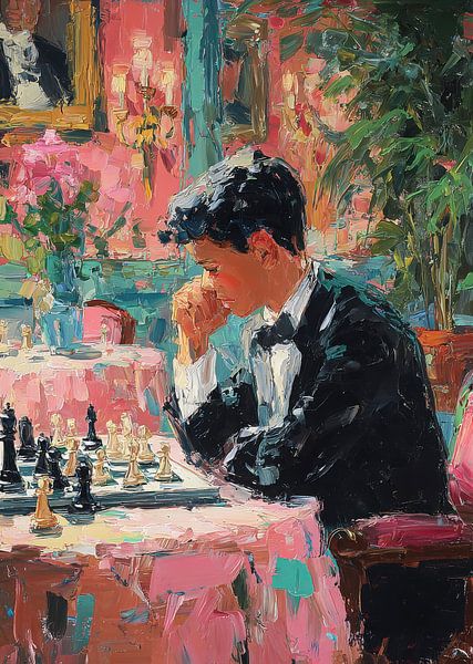 Jeune homme à la table d'échecs par Niklas Maximilian