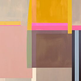 Art géométrique abstrait dans des tons chauds rehaussés de touches fluo sur Studio Allee