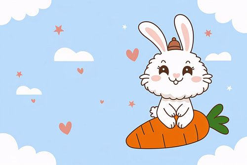 Poster lapin sur carotte