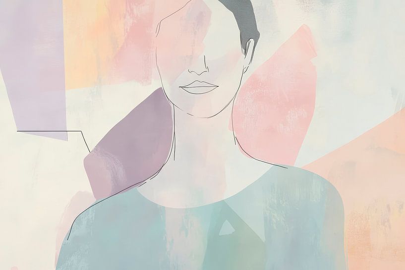 Abstract portrait of a woman in pastel colours by Poster Art Shop
