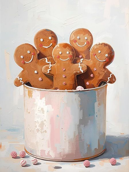 Gingerbread men in tin by Kim Karol / Ohkimiko