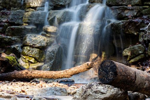 Close-up of a waterfall in the Rautal valley in Jena