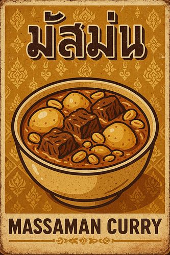 Retro Massaman Kerrie Poster - Vintage Thaise Kerrie Muur Kunst