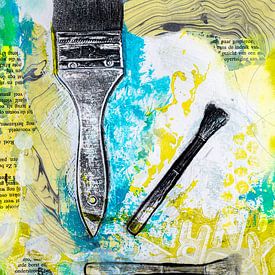 Creativiteit, collage met penseel van Lida Bruinen