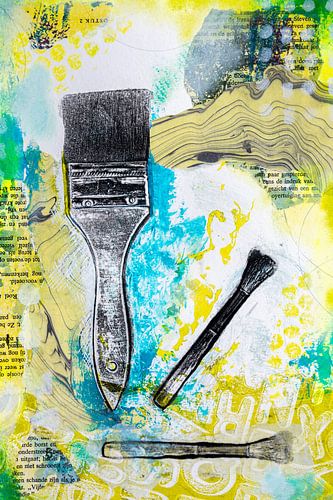 Creativity, collage with brush by Lida Bruinen